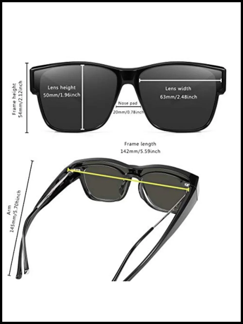 Oversized Fit Over Sunglasses with Polarized Lenses Retro Square